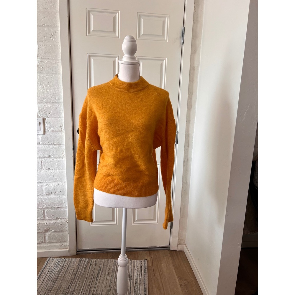 & Other Stories Stockholm Atelier Mohair Wool Blend Mock Neck Sweater Orange S